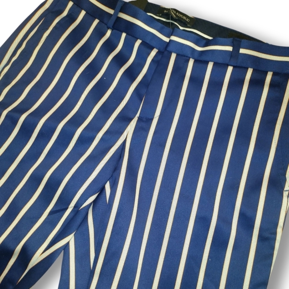 NWT Banana Republic Ryan Pant | Navy White & Rust | Striped Slim Straight Size 2 - Picture 6 of 14